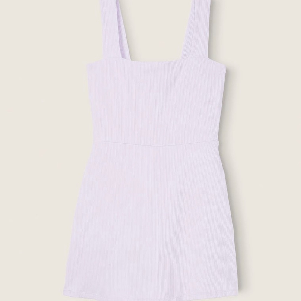 NWT VS/Pink Rib Square Neck Active Dress Sz Medium, Color Pure Whisper